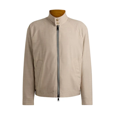 HUGO BOSS Reversible Harrington Jacket Men’s Slim Fit Light Beige Long Sleeve 50511150-271