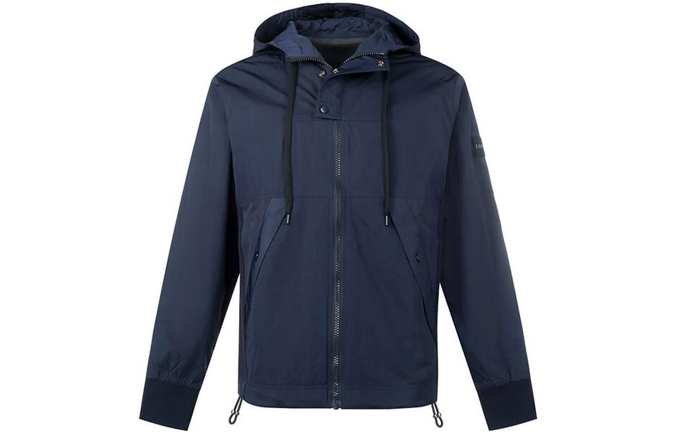 HUGO BOSS Reversible Solid Logo Drawstring Jacket - Navy Blue 50471726-404