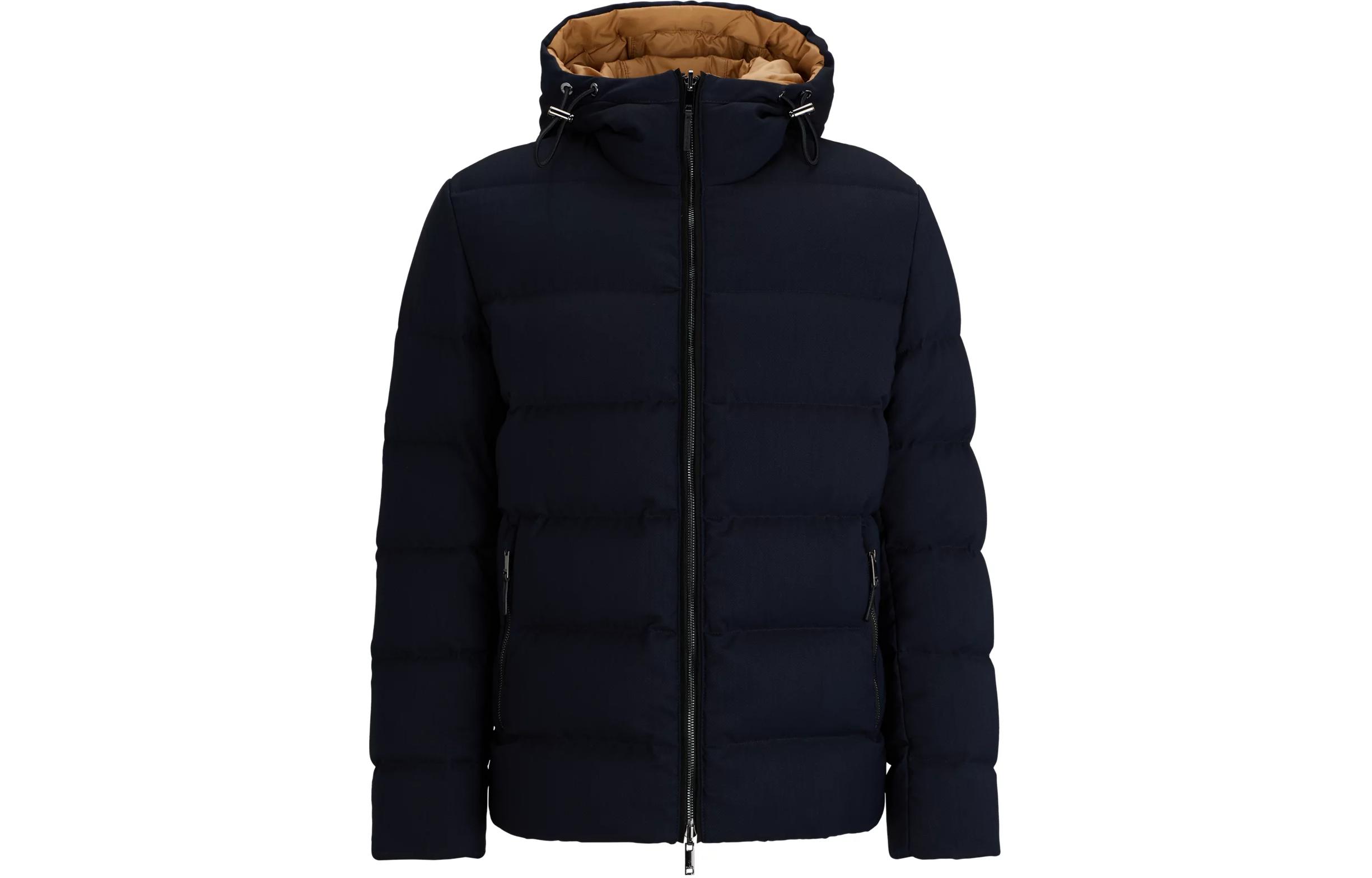HUGO BOSS Reversible Wool Blend Down Jacket Navy Blue 50498300-404