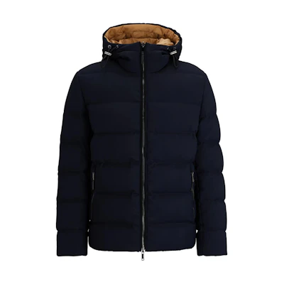 HUGO BOSS Reversible Wool Blend Down Jacket Navy Blue 50498300-404