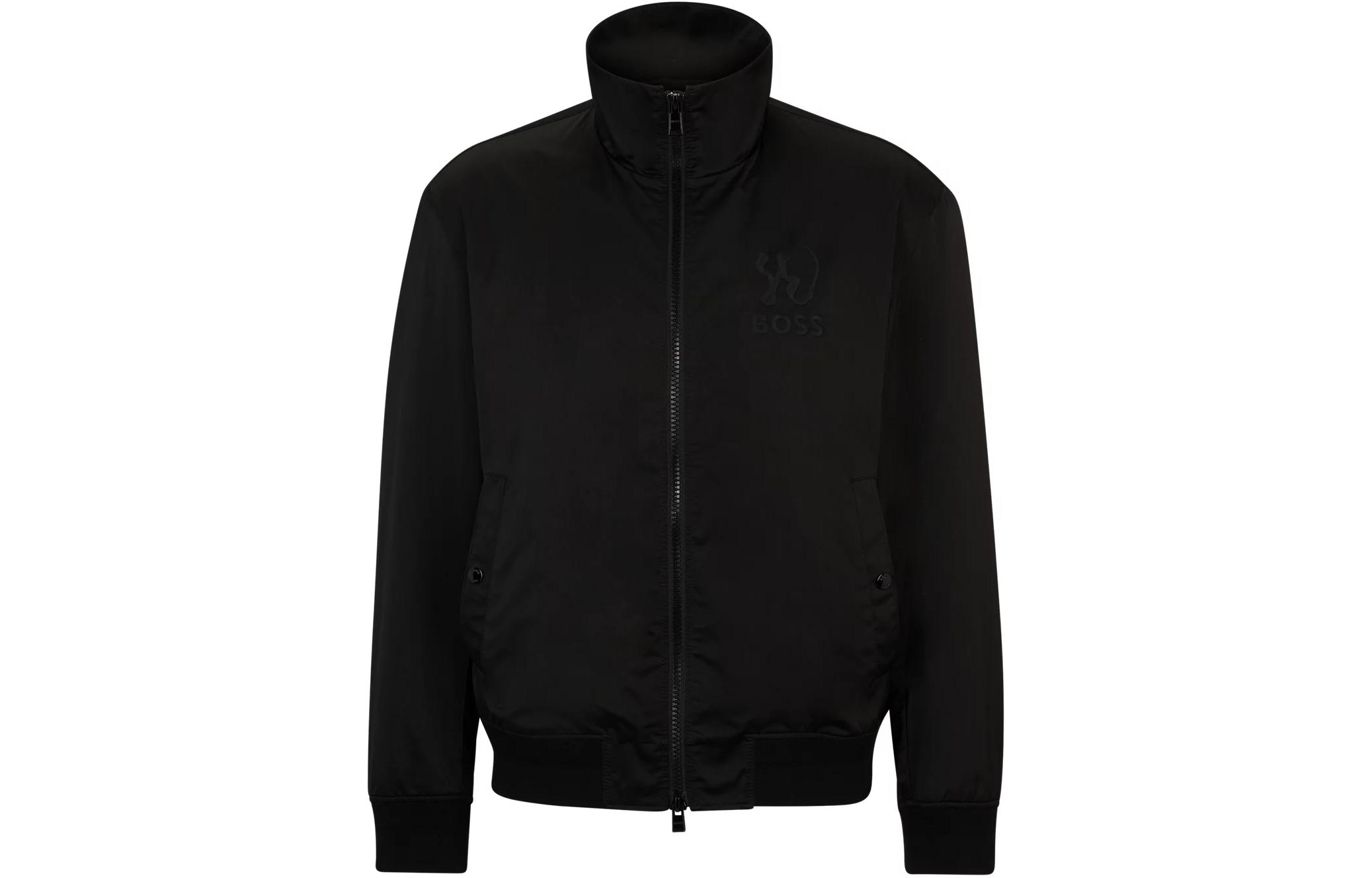 HUGO BOSS Satin Jacket Regular Fit with Artwork Black Unisex Long Sleeve 50509833-001