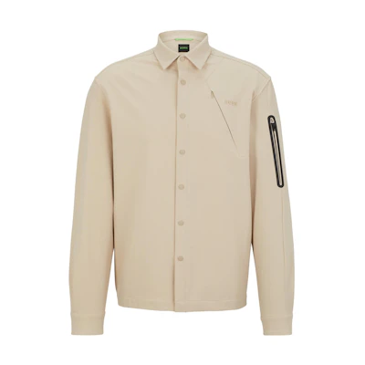 HUGO BOSS Single-Breasted Khaki Jacket with Plain Lapel Design 50493597-269