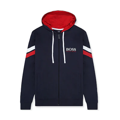 HUGO BOSS Sleeve Logo Graphic Hoodie Jacket Men’s Deep Blue 50463983-403