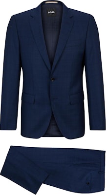 ヒューゴボス スリムフィット チェック柄 バージンウール サージスーツ ブルー 50509502-404 Buy ヒューゴボス スリムフィット チェック柄 バージンウール サージスーツ ブルー 50509502-404