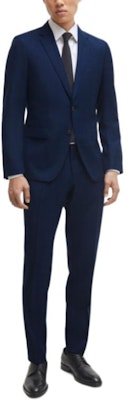 ヒューゴボス スリムフィット チェック柄 バージンウール サージスーツ ブルー 50509502-404 Lookbook ヒューゴボス スリムフィット チェック柄 バージンウール サージスーツ ブルー 50509502-404