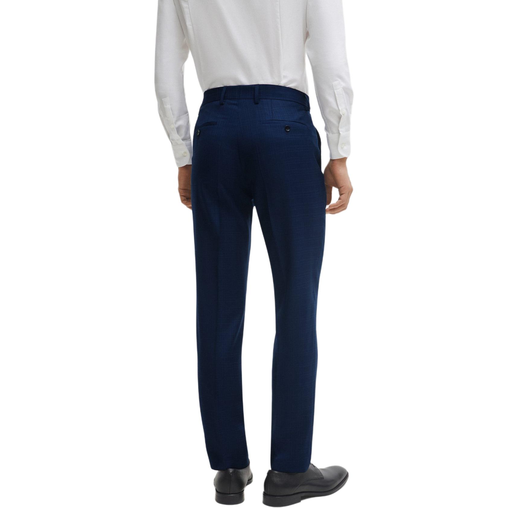 Sizing ヒューゴボス スリムフィット チェック柄 バージンウール サージスーツ ブルー 50509502-404