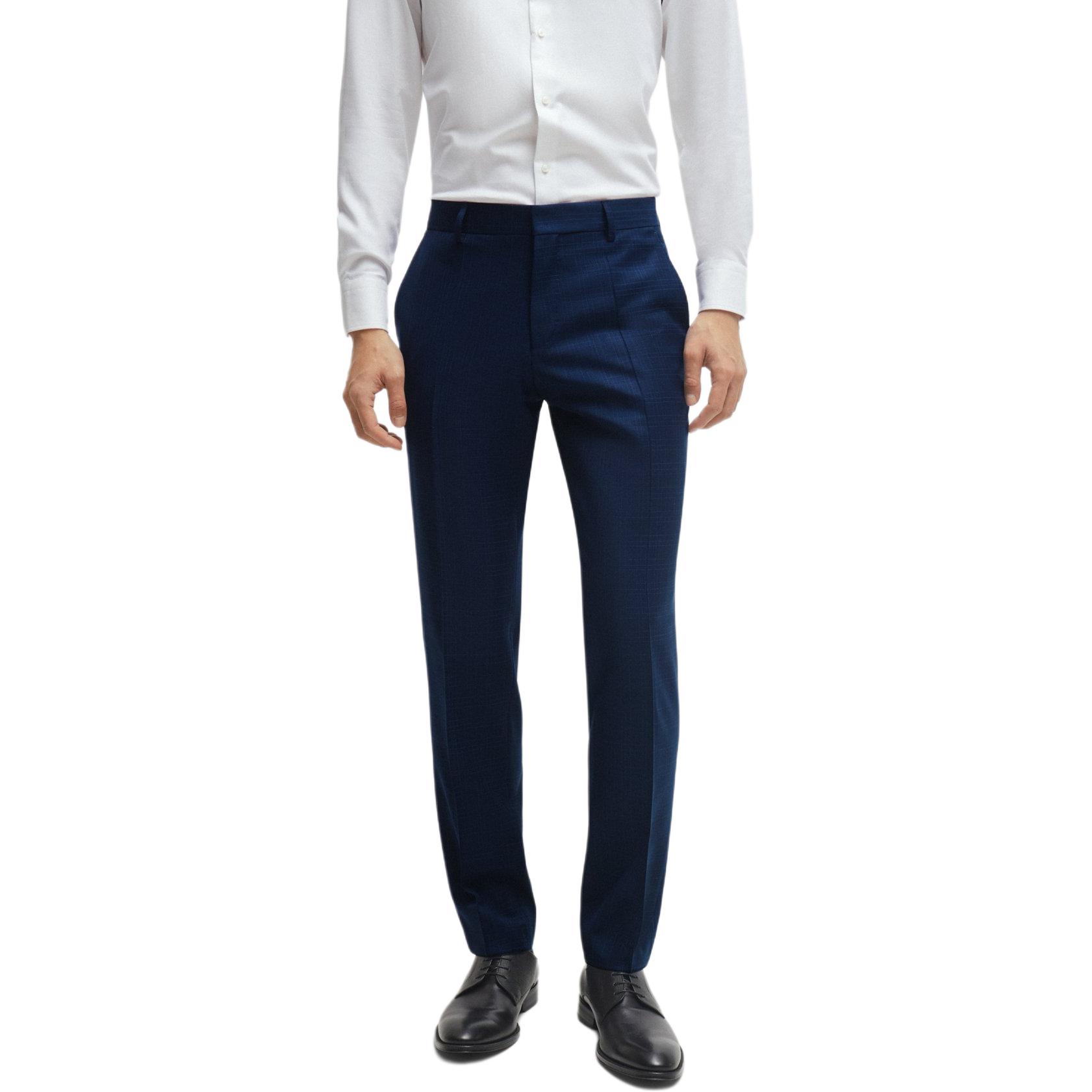 Cheap ヒューゴボス スリムフィット チェック柄 バージンウール サージスーツ ブルー 50509502-404