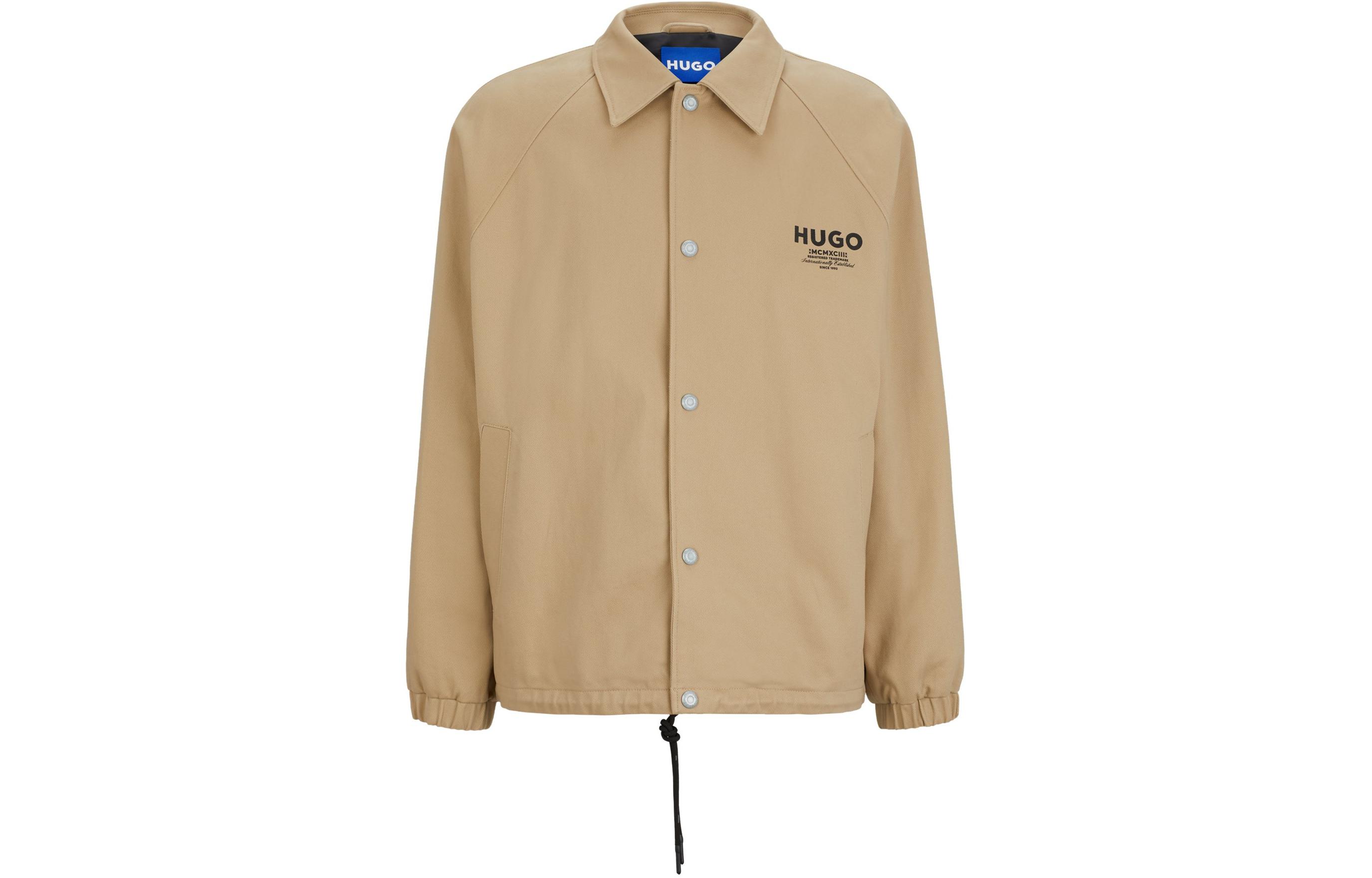 HUGO BOSS Slim-Fit Coach Jacket with Logo Prints in Light Brown 50510862-269
