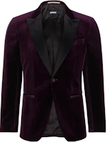 HUGO BOSS Slim-Fit Cotton Tailcoat Blazer Deep Purple 50484709-505 HUGO BOSS Slim-Fit Cotton Tailcoat Blazer Deep Purple 50484709-505