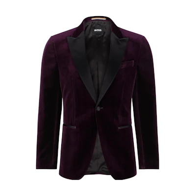 HUGO BOSS Slim-Fit Cotton Tailcoat Blazer Deep Purple 50484709-505