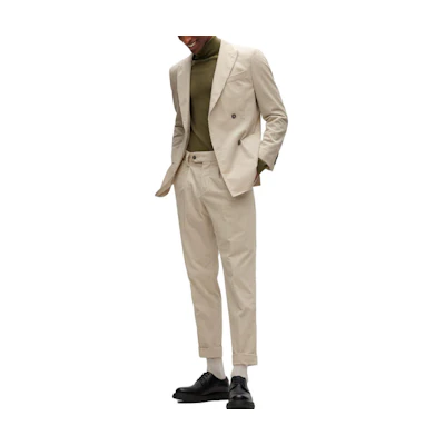 HUGO BOSS Slim-Fit Double-Breasted White Blazer Jacket 50479212-132