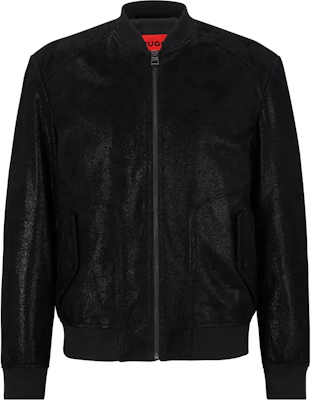 HUGO BOSS Slim-Fit Glitter Suede Bomber Jaket Hitam dengan Resleting 50482753-001 Buy HUGO BOSS Slim-Fit Glitter Suede Bomber Jaket Hitam dengan Resleting 50482753-001