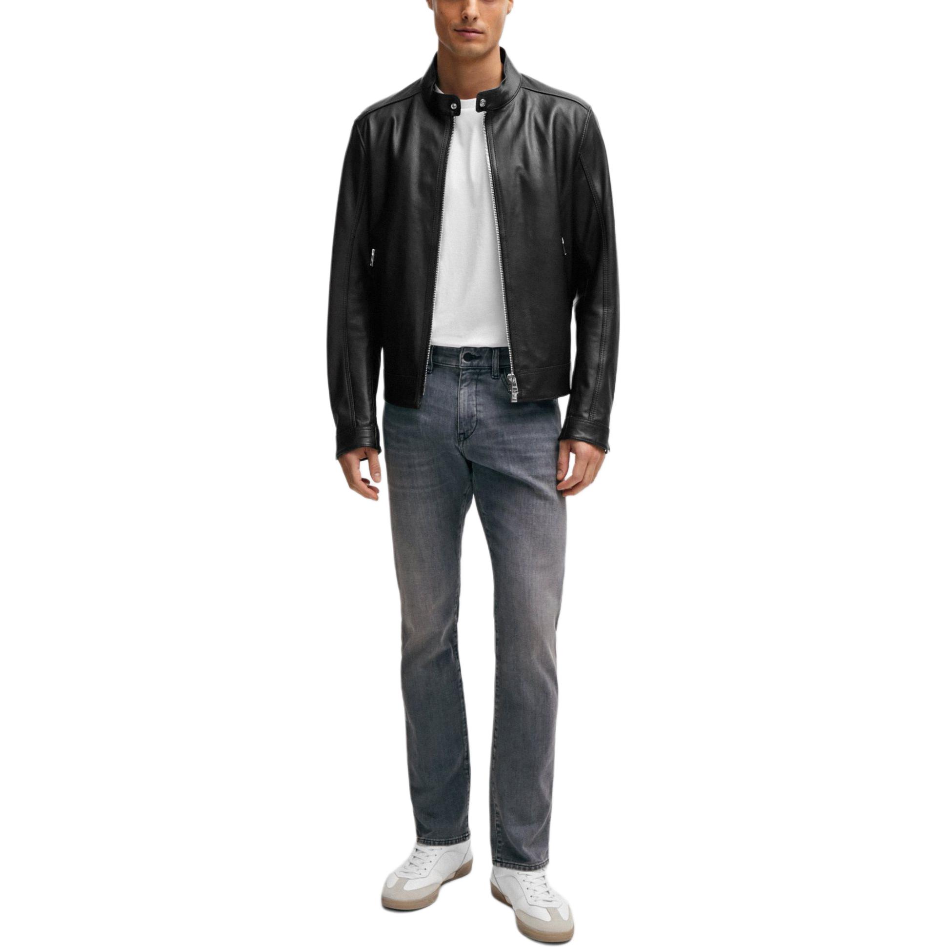 Lookbook HUGO BOSS 義大利窄版羊絨觸感深灰色男士牛仔褲 50508123-021