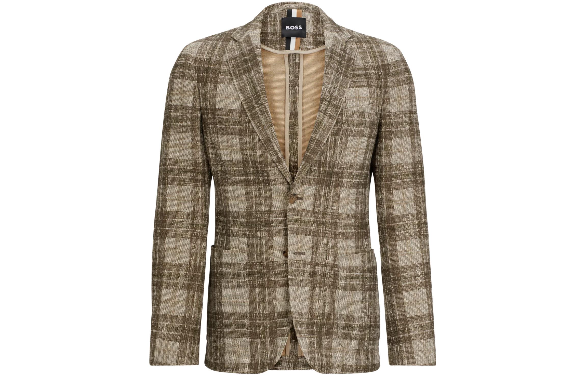 HUGO BOSS Slim-Fit Jacket in Checked Stretch Jersey Casual Blazer 50510571-249