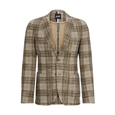 HUGO BOSS Slim-Fit Jacket in Checked Stretch Jersey Casual Blazer 50510571-249