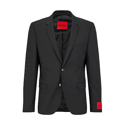 HUGO BOSS Slim-Fit Jacket with Solid Letter Logo Print - Black 50446523-001