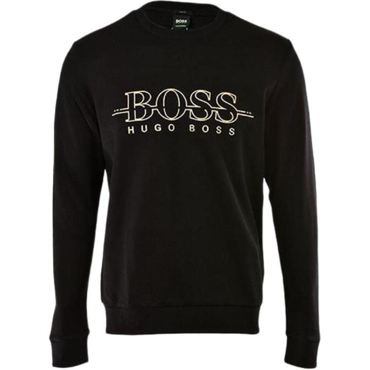 HUGO BOSS Slim-Fit Letter Print Long-Sleeve Sweatshirt Black SALBO-50387162-003