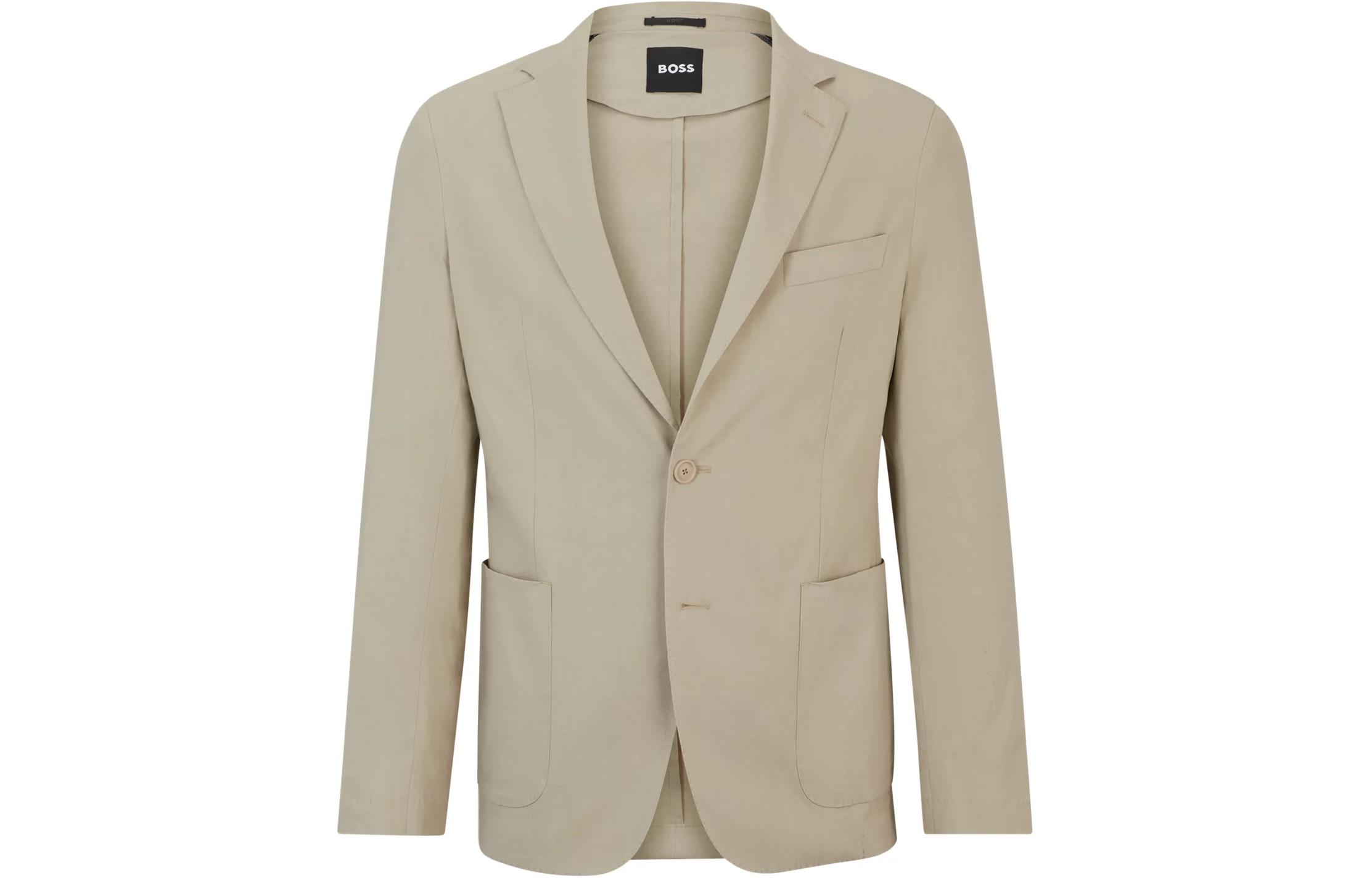 HUGO BOSS Slim-Fit Linen Blend Single-Breasted Jacket Men’s Light Brown 50514612-255
