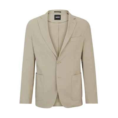 HUGO BOSS Slim-Fit Linen Blend Single-Breasted Jacket Men’s Light Brown 50514612-255