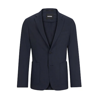 HUGO BOSS Slim-Fit Linen Blend Single-Breasted Jacket - Dark Blue 50514612-404