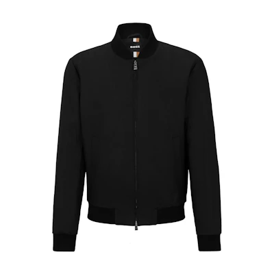 HUGO BOSS Slim-Fit Linen Bomber Jacket Black Full-Zip Jacket 50514231-001