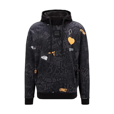 HUGO BOSS Slim-Fit Logo Print Hoodie Black 50476403-001