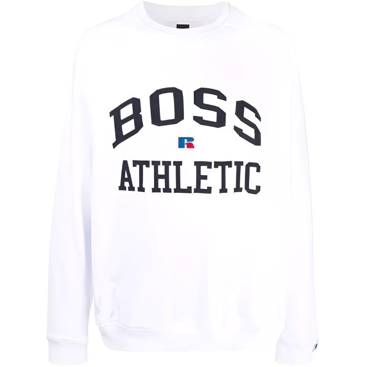 HUGO BOSS Slim-Fit Logo Print Pullover Sweatshirt White 50455995-100