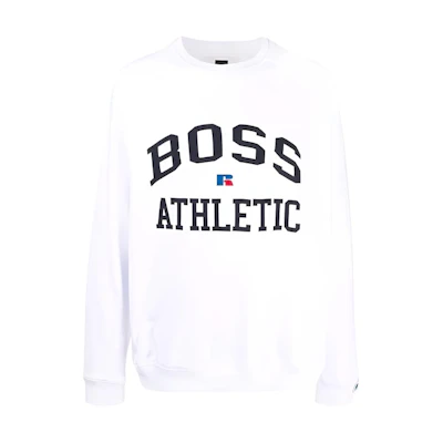 HUGO BOSS Slim-Fit Logo Print Pullover Sweatshirt White 50455995-100