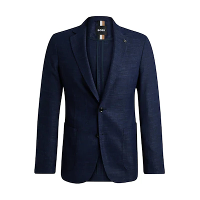 HUGO BOSS Slim-Fit Melange Stretch Blazer Jacket - Dark Blue 50521629-404