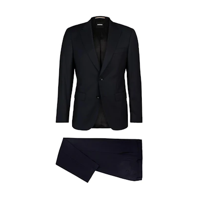 HUGO BOSS Slim-Fit Micro-Pattern Virgin Wool Suit Deep Blue Two-Piece Set 50509488-404