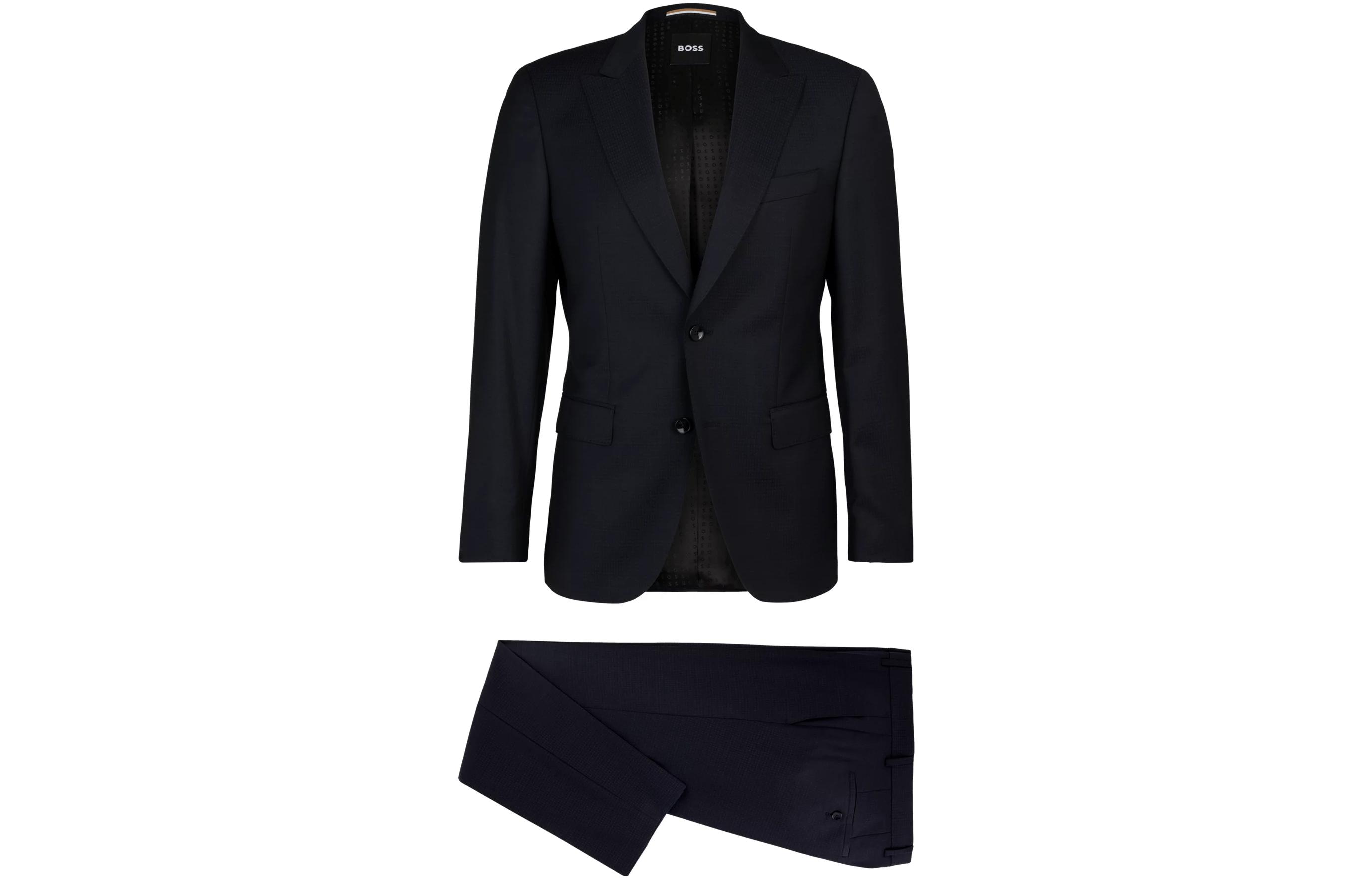 Order HUGO BOSS Traje Slim Fit de Lana Virgen Microdiseño Azul Oscuro Dos Piezas 50509488-404