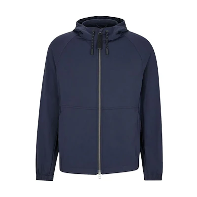 HUGO BOSS Slim-Fit Navy Blue Plain Zip-Up Hoodie Jacket 50479460-404