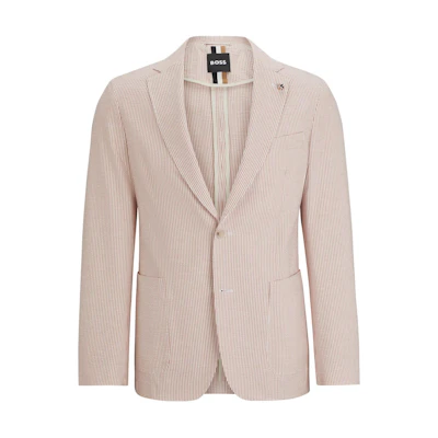 HUGO BOSS Slim-Fit Notched Lapel Jacket with Horizontal Stripes Mauve 50513685-602