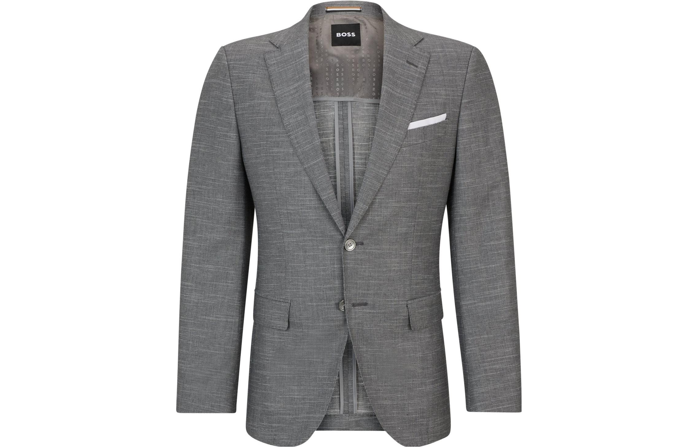 HUGO BOSS Slim-Fit Patterned Wool Blend Jacket - Gray Blazer 50509548-041