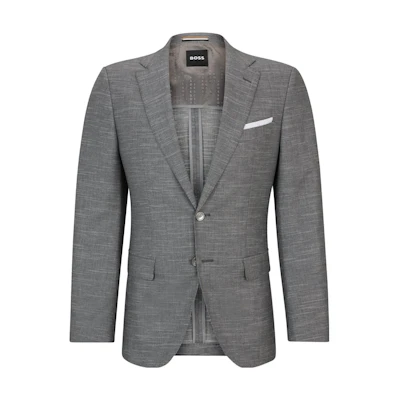 HUGO BOSS Slim-Fit Patterned Wool Blend Jacket - Gray Blazer 50509548-041