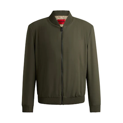 HUGO BOSS Slim-Fit Performance-Stretch Bomber Jacket Green Long Sleeve 50500268-257