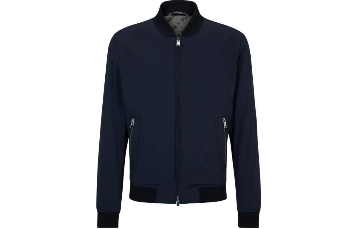 Order 雨果博斯 男款修身彈性針織外套 海軍藍 50502507-404