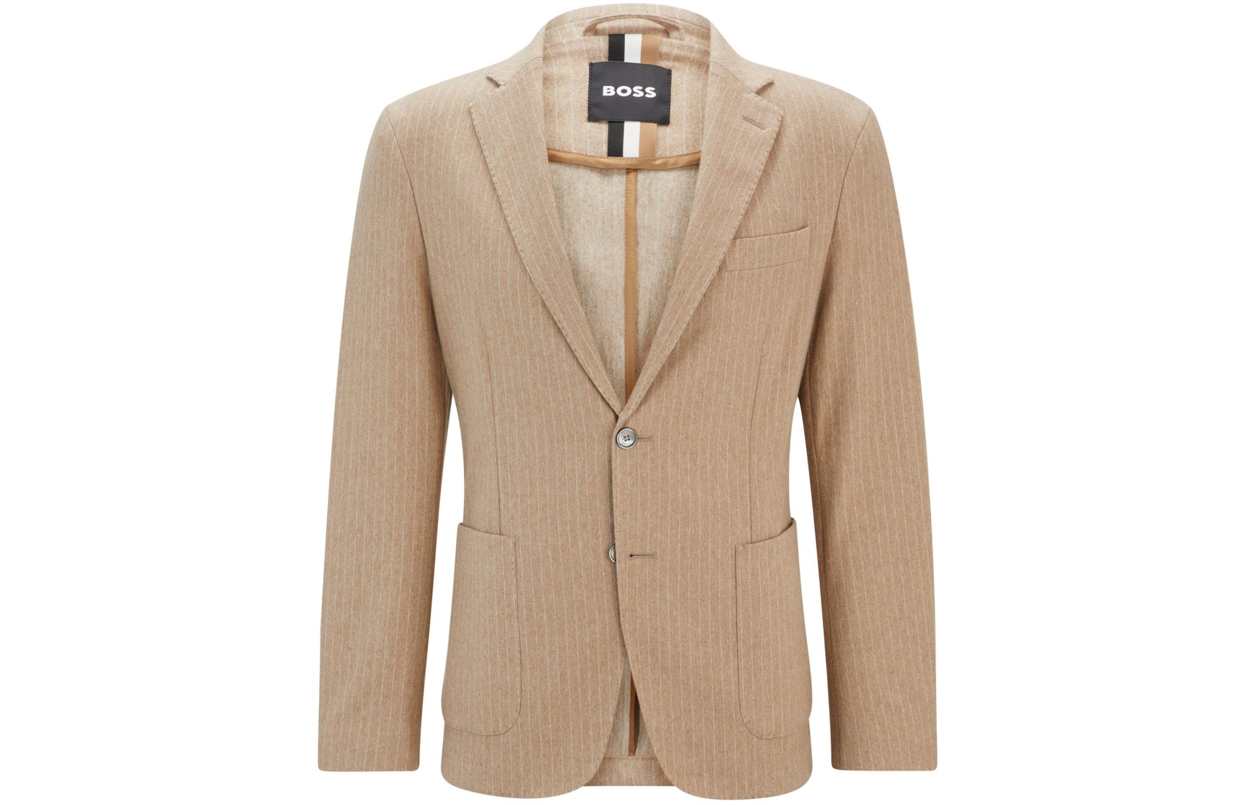 HUGO BOSS Slim-Fit Pinstriped Stretch Cotton Jacket Men’s Light Brown 50511835-260