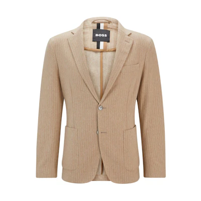 HUGO BOSS Slim-Fit Pinstriped Stretch Cotton Jacket Men’s Light Brown 50511835-260
