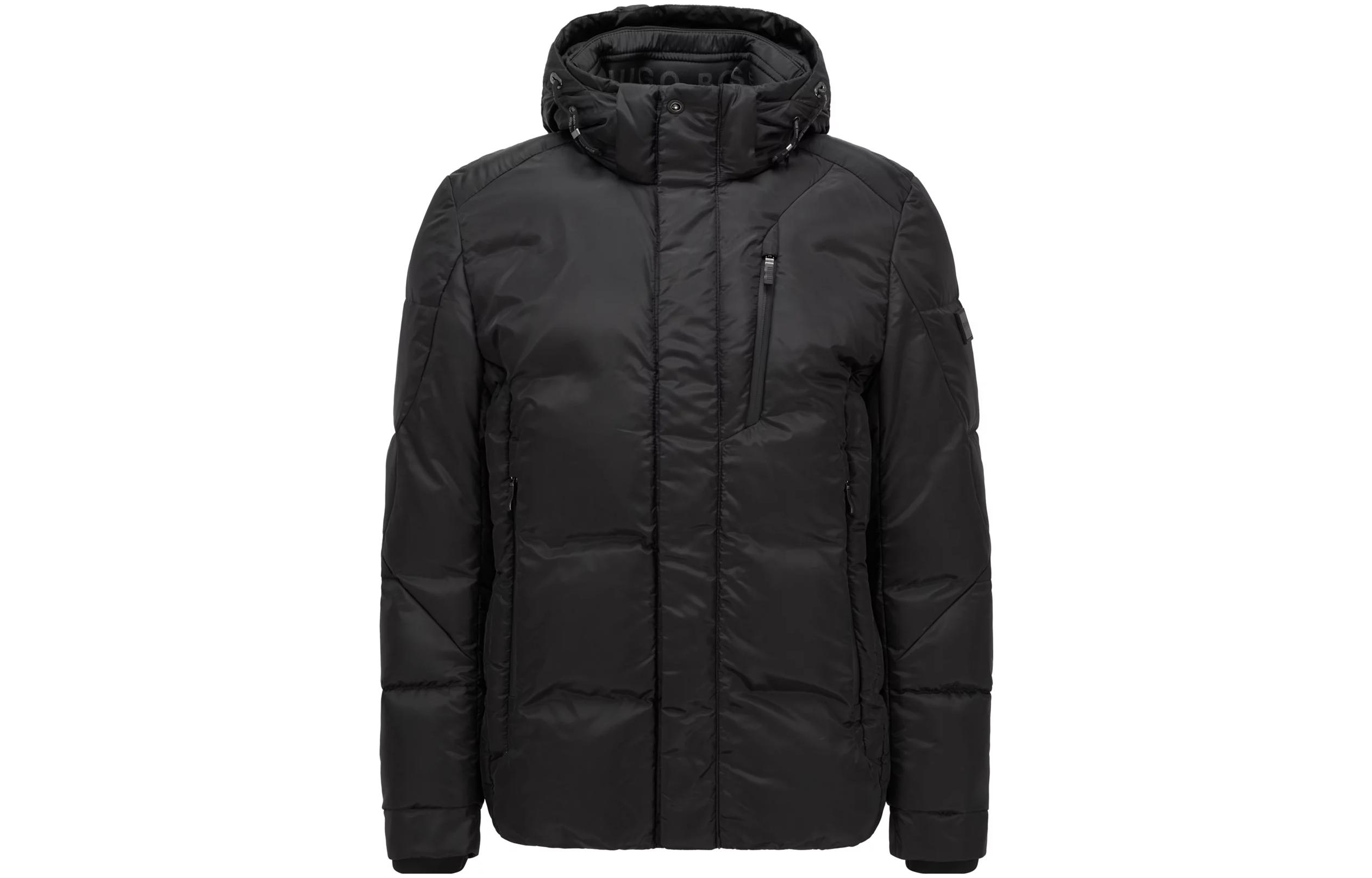 HUGO BOSS Slim-Fit Solid Black Hooded Jacket 50369053-001