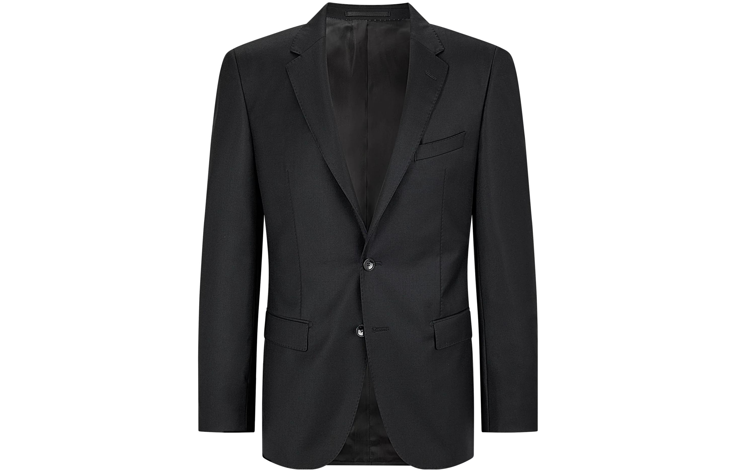 HUGO BOSS Slim-Fit Solid Black Long-Sleeve Suit Jacket 50384765-001
