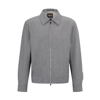 HUGO BOSS Slim-Fit Solid Color Long-Sleeve Jacket Silver Grey () 50488372-041