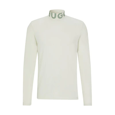 HUGO BOSS Slim-Fit T-Shirt with Branded Collar White Long-Sleeve Top 50494128-333