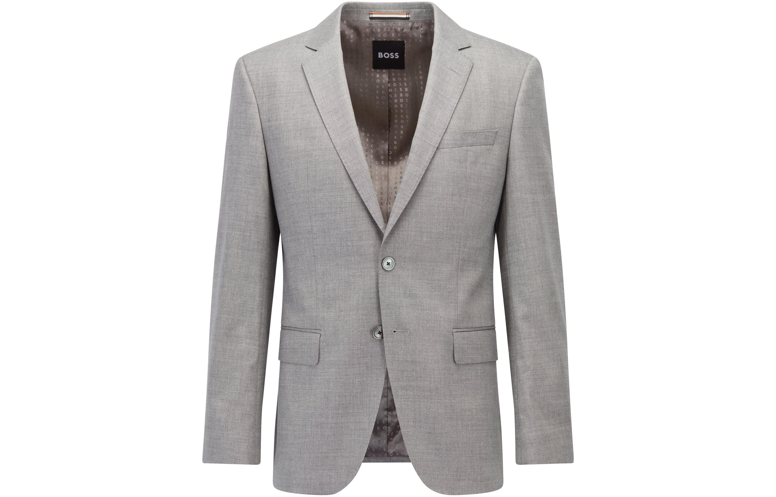 HUGO BOSS Slim-Fit V-Neck Button-Up Silver Jacket SS23 Edition 50468849-041