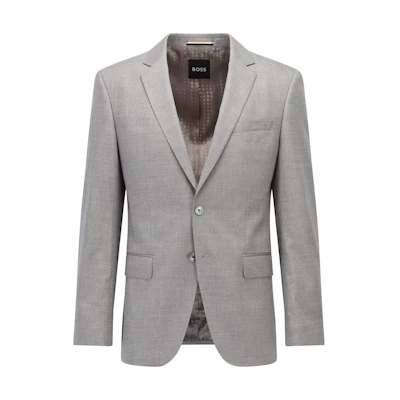 HUGO BOSS Slim-Fit V-Neck Button-Up Silver Jacket SS23 Edition 50468849-041