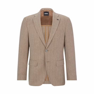 HUGO BOSS Slim-Fit V-Neck Buttoned Jacket Brown 50497274-260