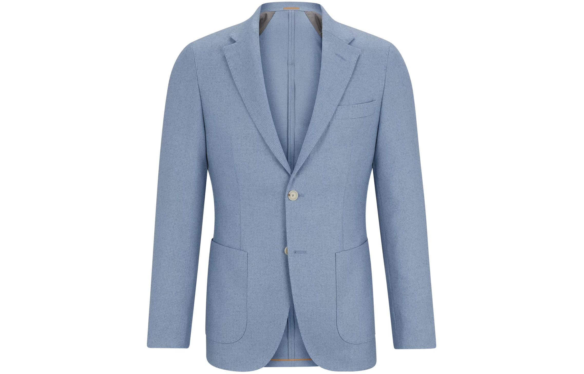 HUGO BOSS Slim-Fit Virgin Wool Silk Cashmere Jacket Light Blue Blazer 50520411-460