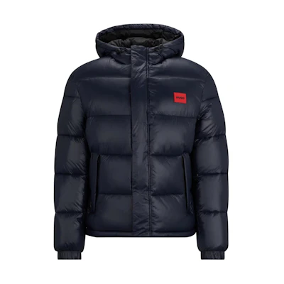 HUGO BOSS Slim-Fit Water-Repellent Puffer Jacket with Logo Badge Navy Men 50503648-405