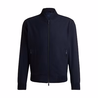 HUGO BOSS Slim-Fit Wool Blend Blouson Jacket Navy Baseball Collar Jacket. 50521581-402