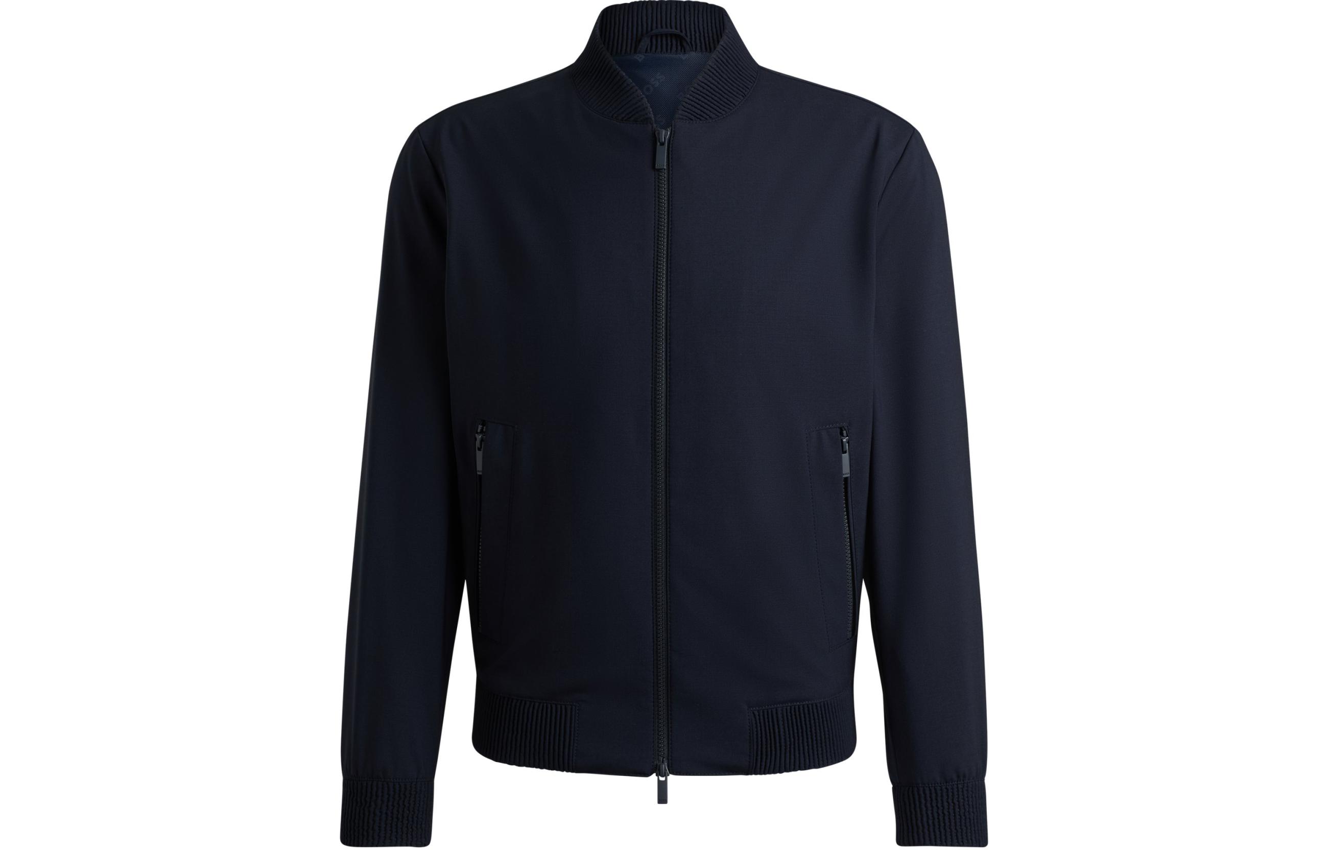 HUGO BOSS Slim-Fit Wool Blend Blouson Jacket Navy Baseball Collar  Jacket. 50521581-402 圖 2